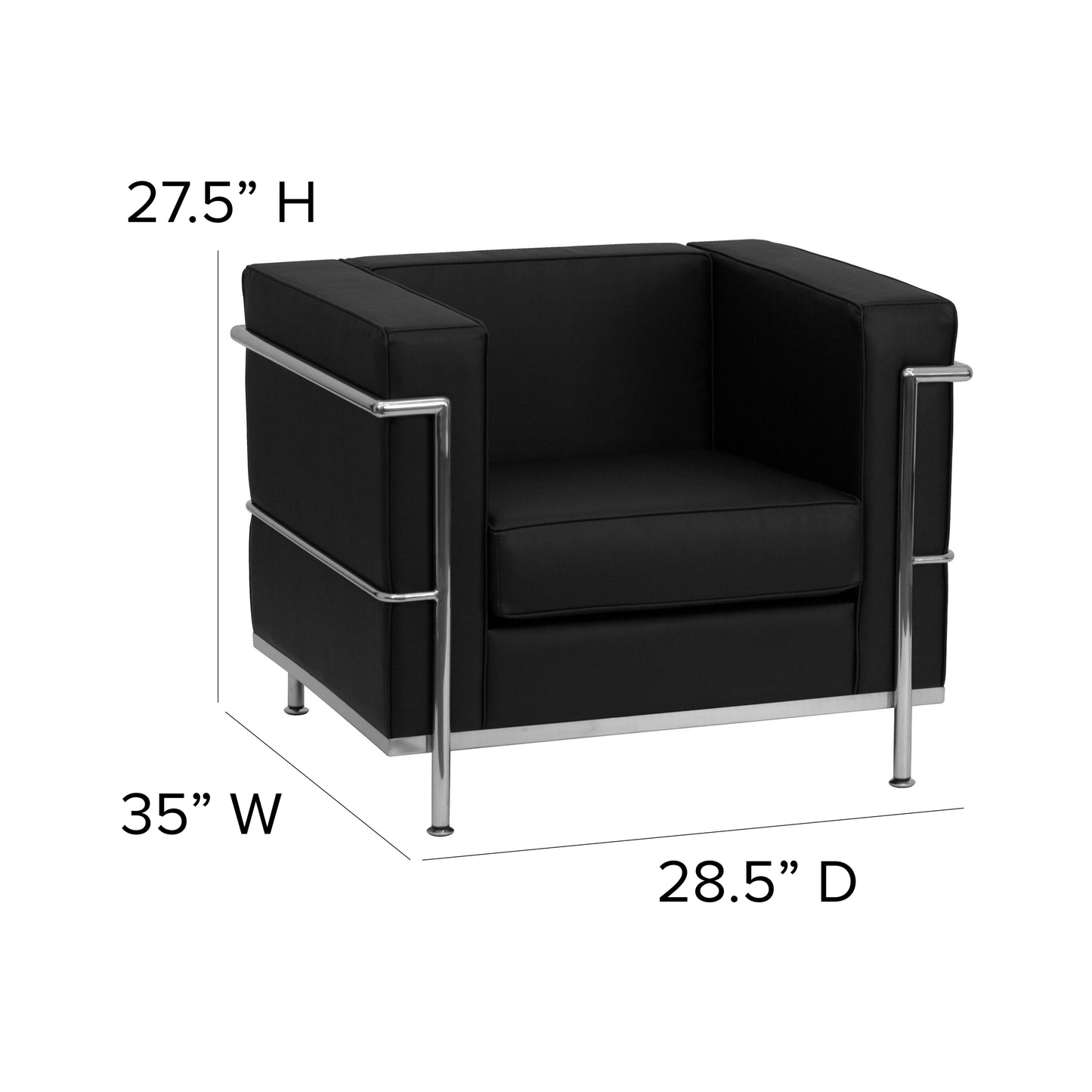 HERCULES Regal Series Contemporary Black LeatherSoft Chair with Encasing Frame Black