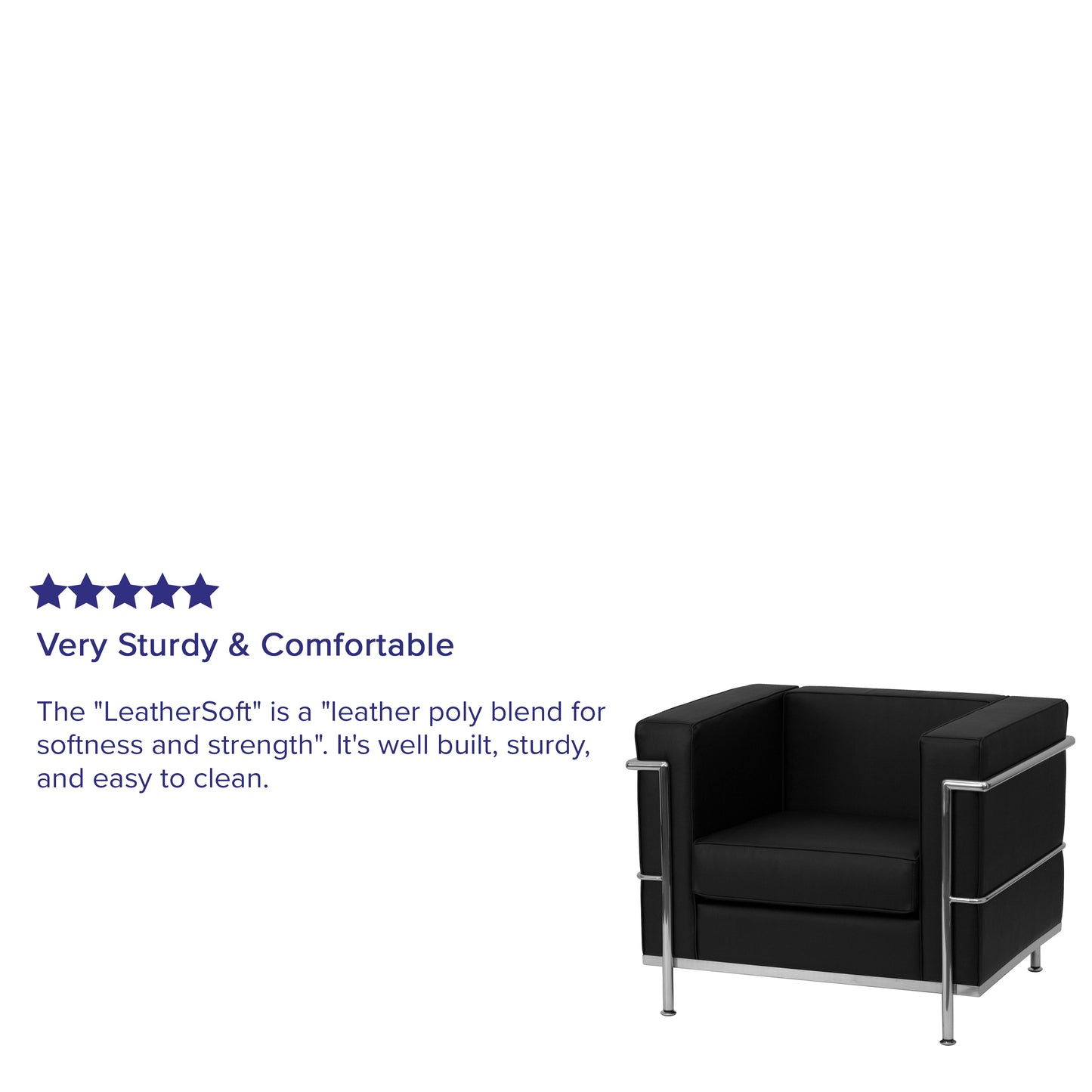 HERCULES Regal Series Contemporary Black LeatherSoft Chair with Encasing Frame Black