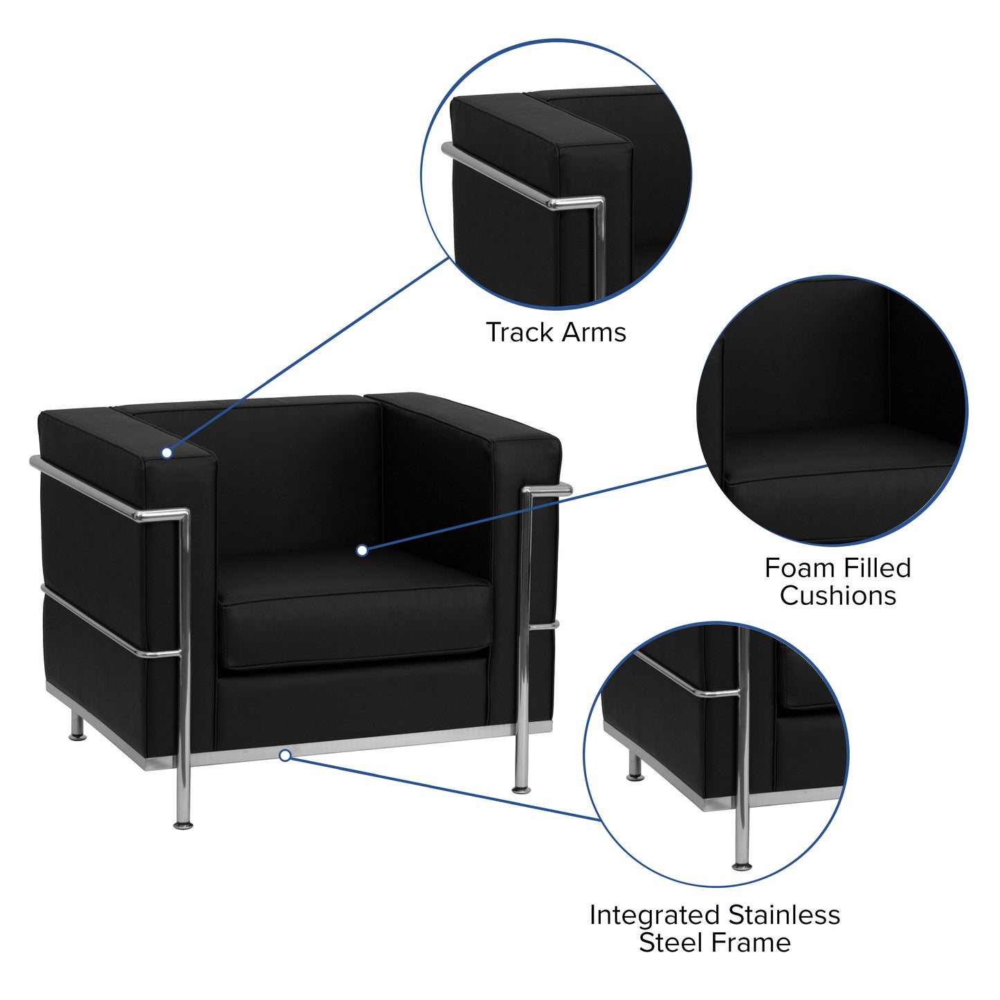 HERCULES Regal Series Contemporary Black LeatherSoft Chair with Encasing Frame Black