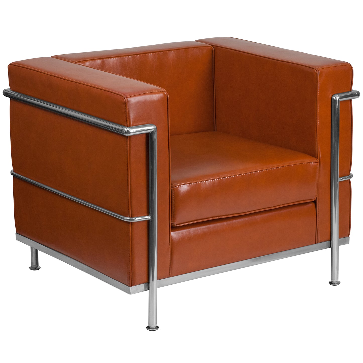 HERCULES Regal Series Contemporary Cognac LeatherSoft Chair with Encasing Frame Cognac