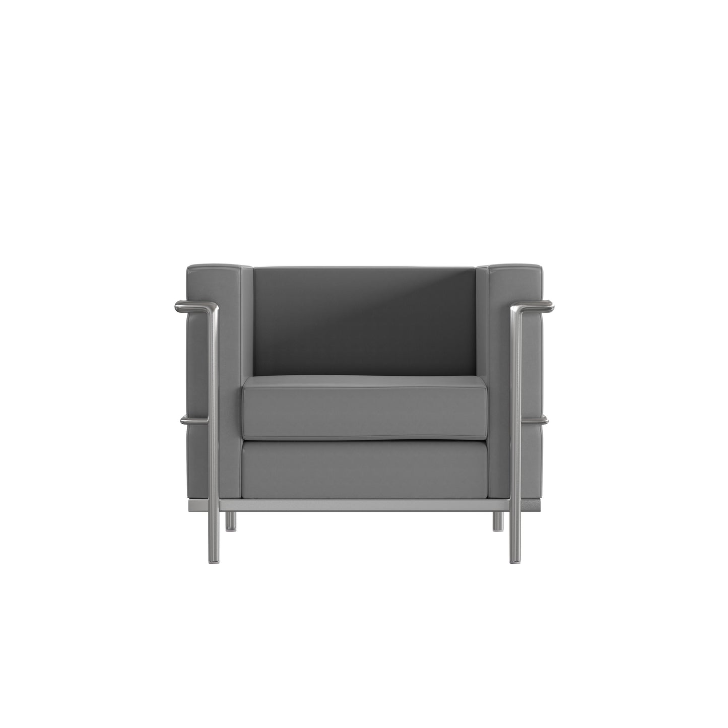 Hercules Regal Series Contemporary Gray LeatherSoft Chair with Encasing Frame Gray