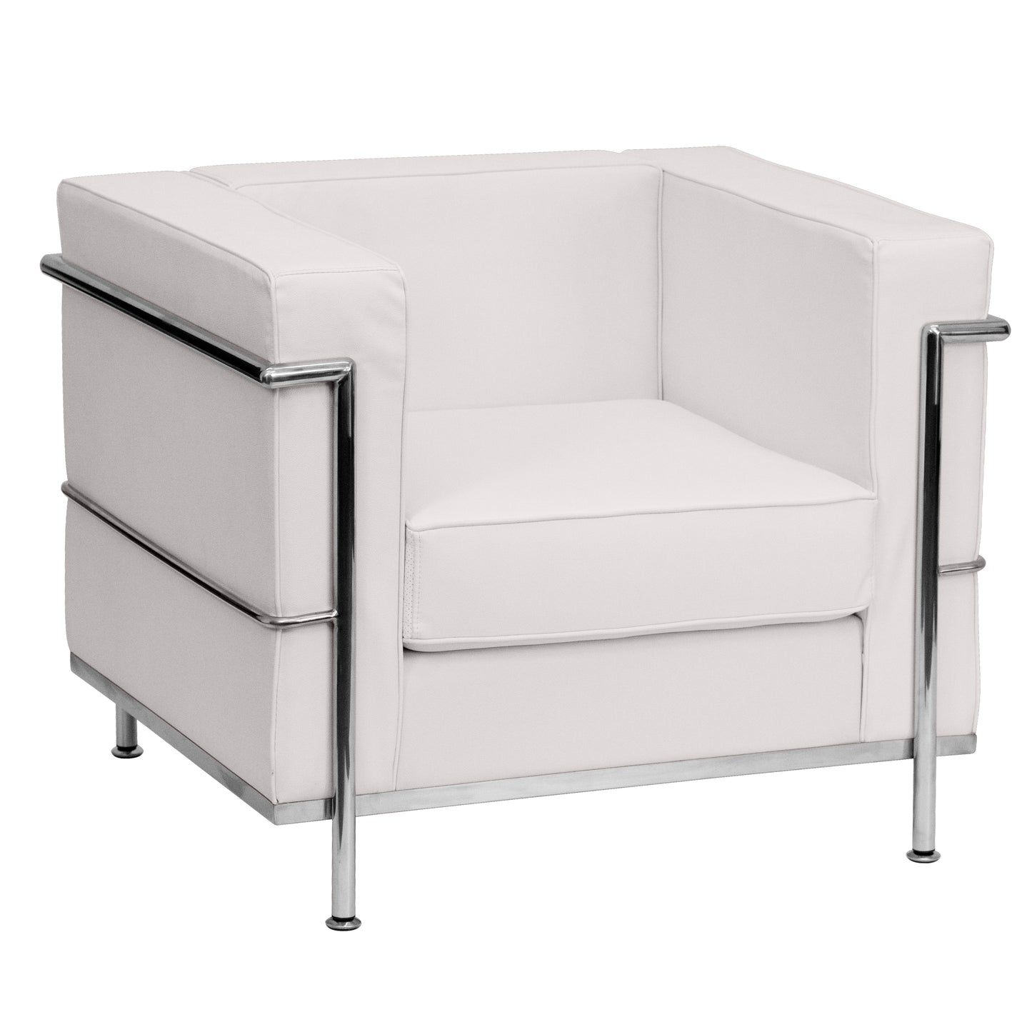 HERCULES Regal Series Contemporary Melrose White LeatherSoft Chair with Encasing Frame Melrose White