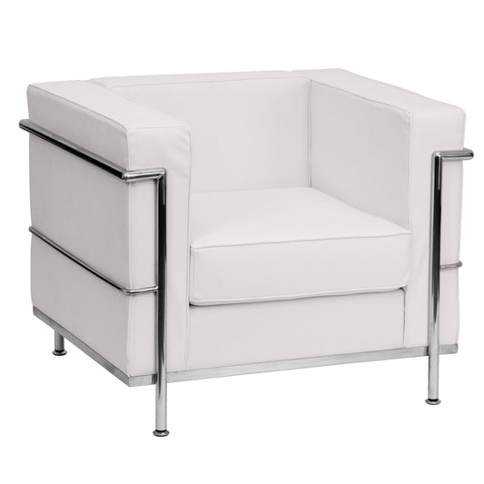 HERCULES Regal Series Contemporary Melrose White LeatherSoft Chair with Encasing Frame Melrose White