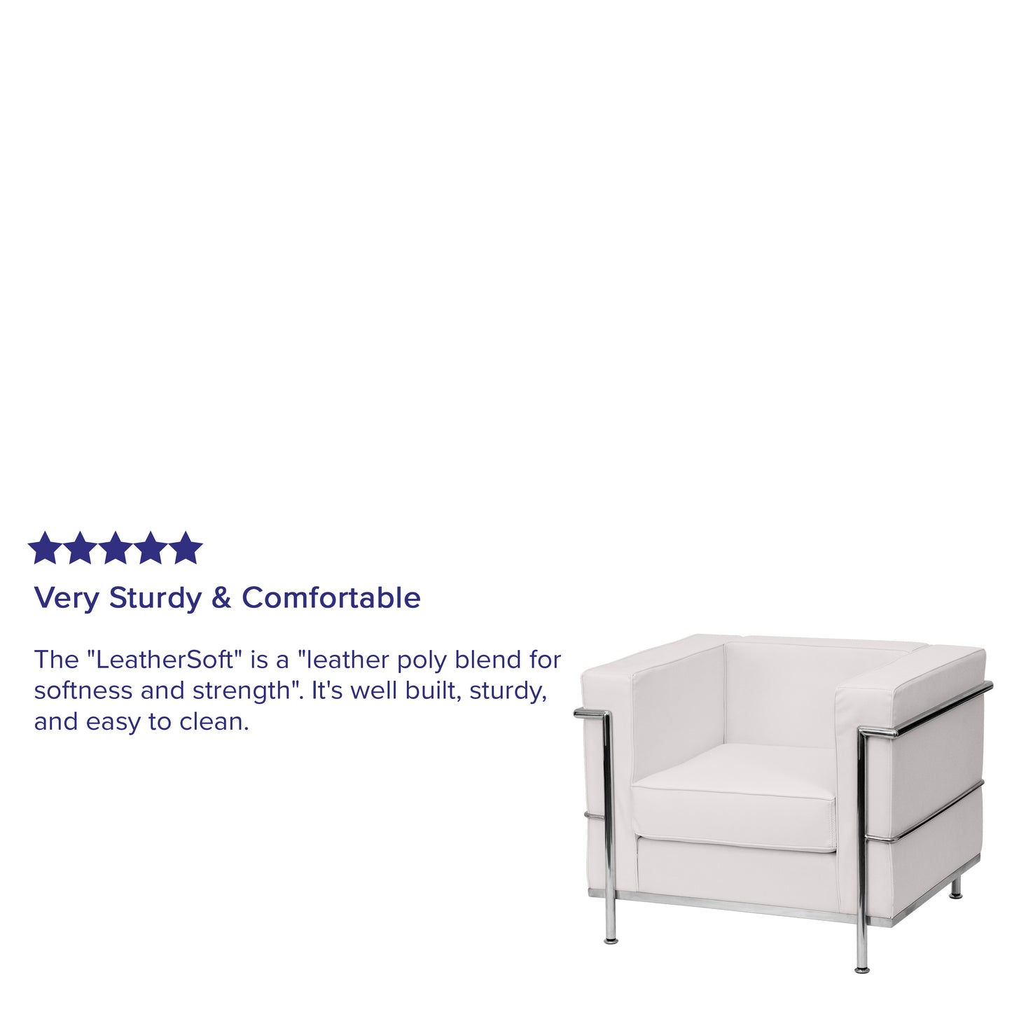 HERCULES Regal Series Contemporary Melrose White LeatherSoft Chair with Encasing Frame Melrose White