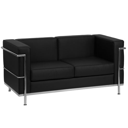 HERCULES Regal Series Contemporary Black LeatherSoft Loveseat with Encasing Frame Black ZB-REGAL-810-2-LS-BK-GG