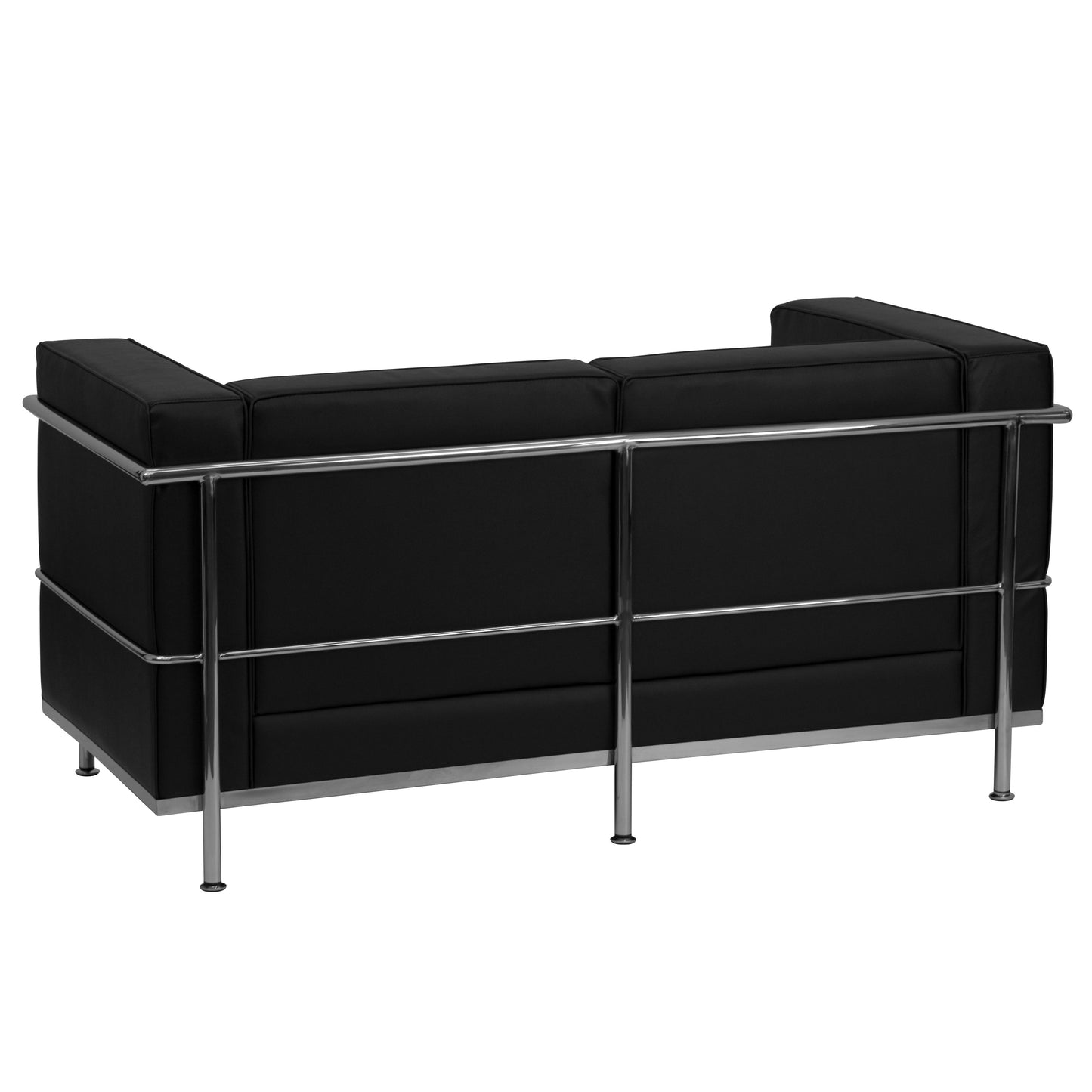 HERCULES Regal Series Contemporary Black LeatherSoft Loveseat with Encasing Frame Black