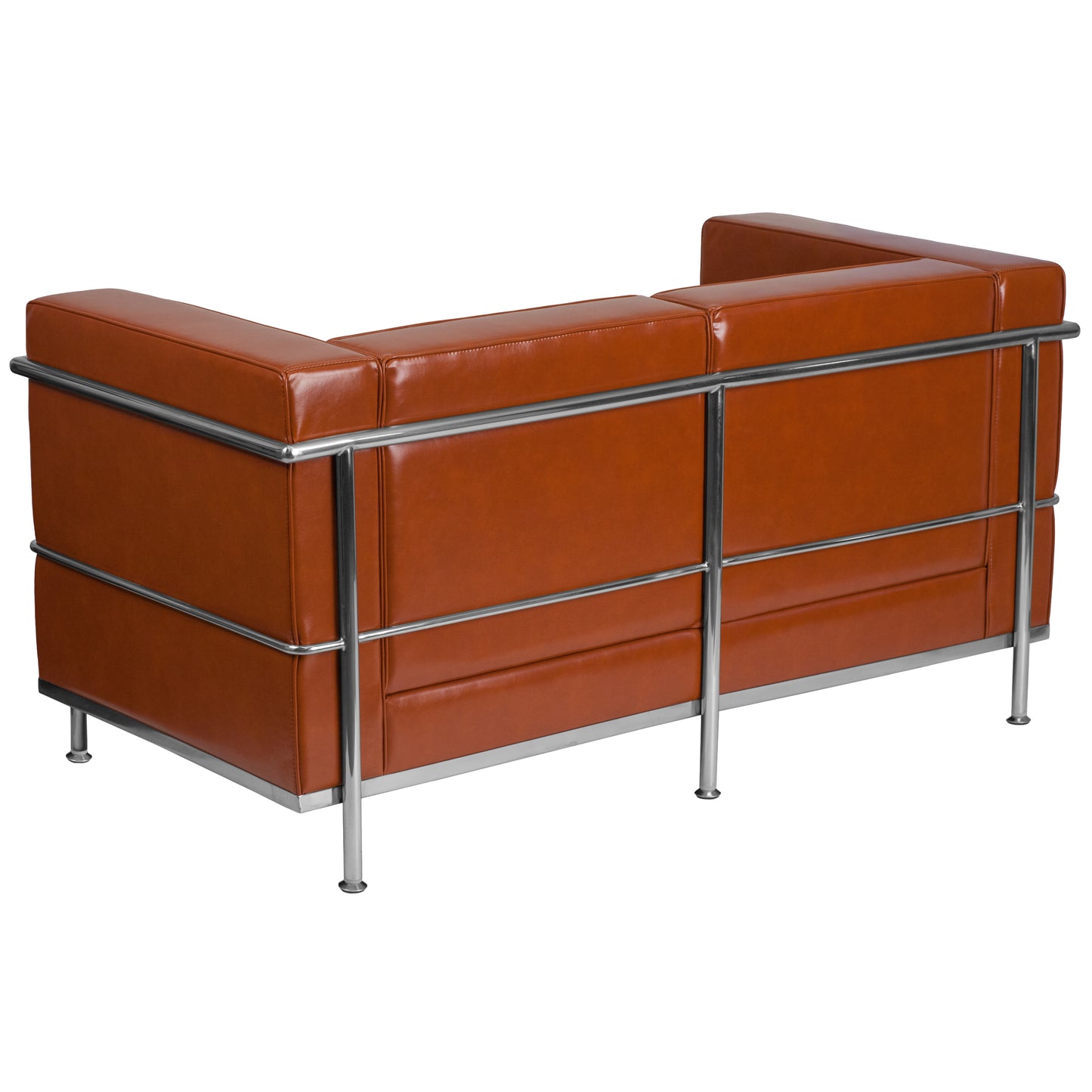 HERCULES Regal Series Contemporary Cognac LeatherSoft Loveseat with Encasing Frame Cognac ZB-REGAL-810-2-LS-COG-GG
