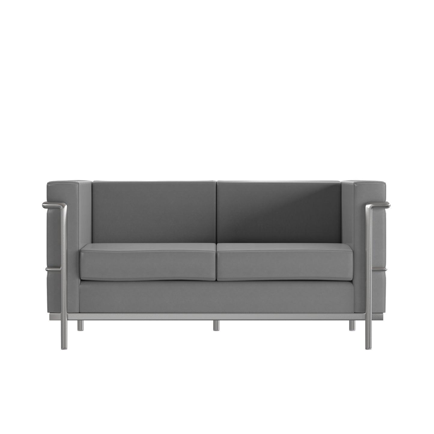 Hercules Regal Series Contemporary Gray LeatherSoft Loveseat with Encasing Frame Gray