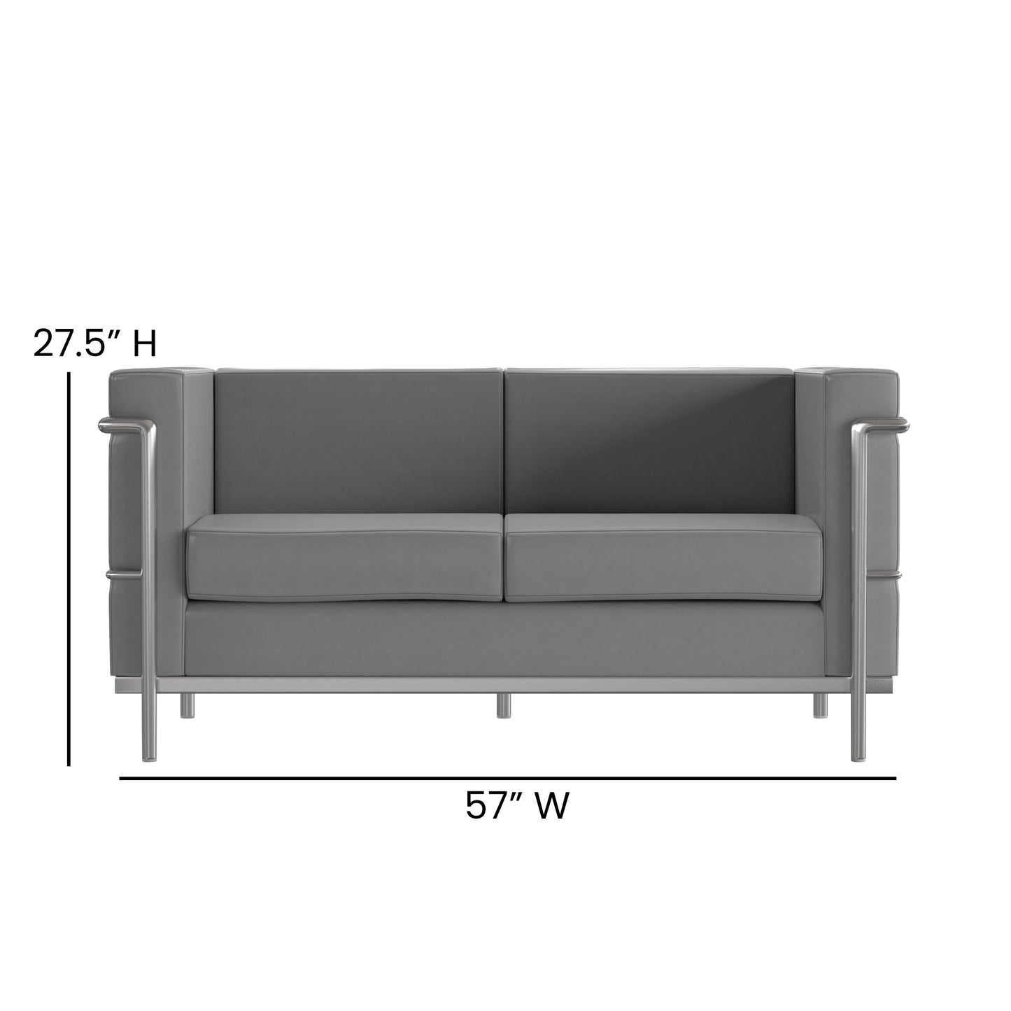 Hercules Regal Series Contemporary Gray LeatherSoft Loveseat with Encasing Frame Gray