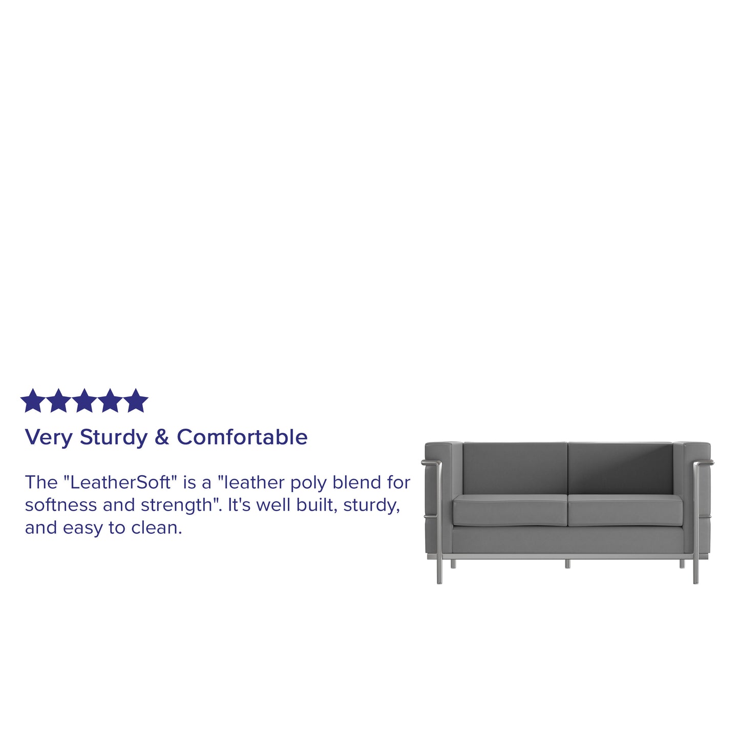 Hercules Regal Series Contemporary Gray LeatherSoft Loveseat with Encasing Frame Gray