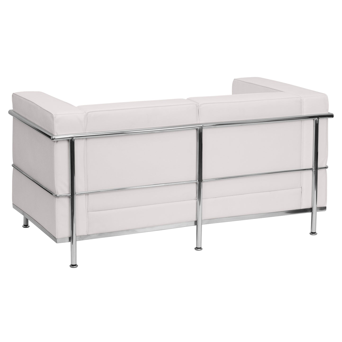 HERCULES Regal Series Contemporary Melrose White LeatherSoft Loveseat with Encasing Frame Melrose White