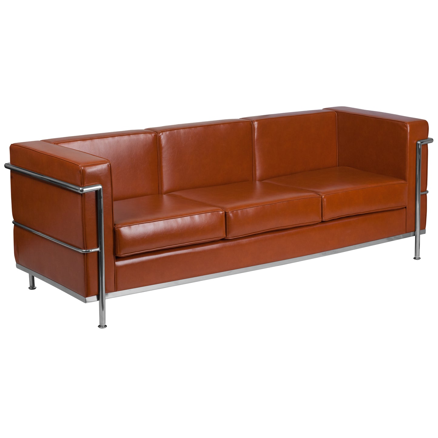 HERCULES Regal Series Contemporary Cognac LeatherSoft Sofa with Encasing Frame Cognac