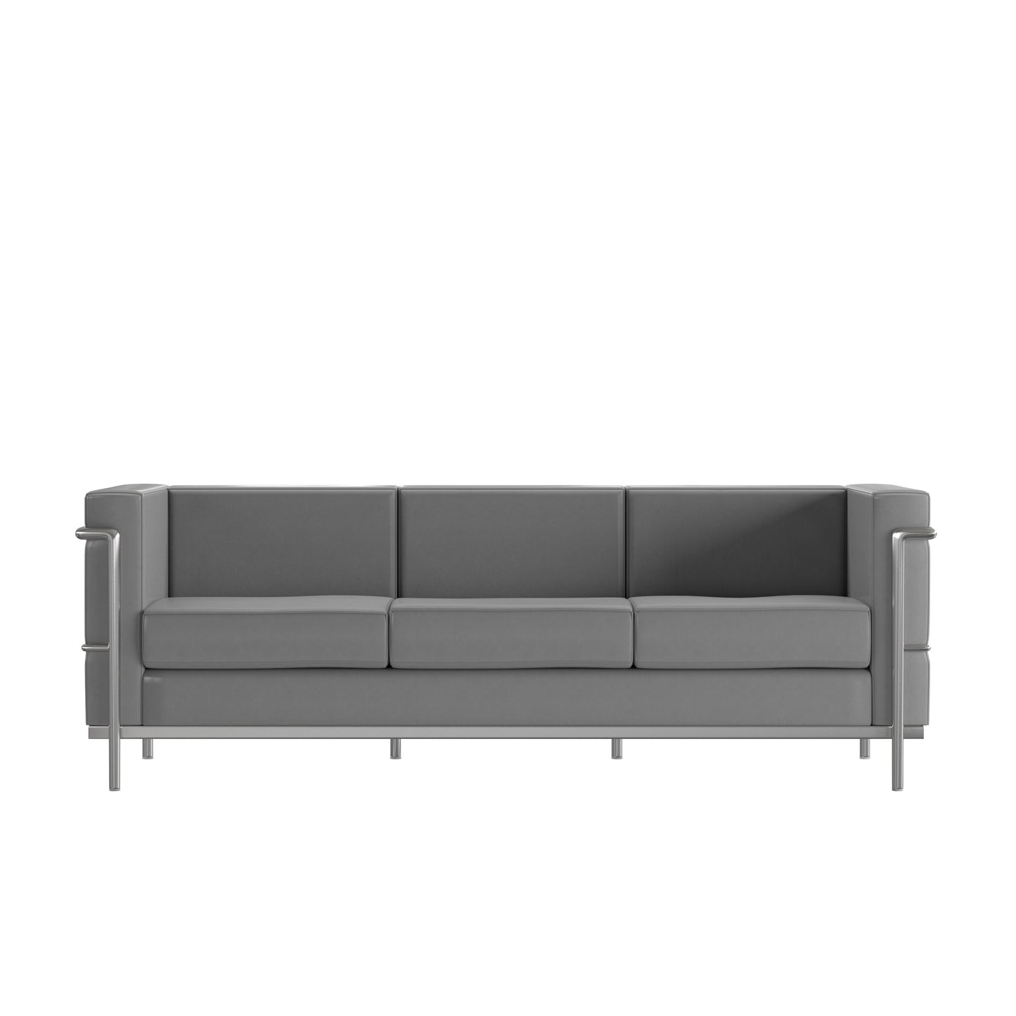 Hercules Regal Series Contemporary Gray LeatherSoft Sofa with Encasing Frame Gray
