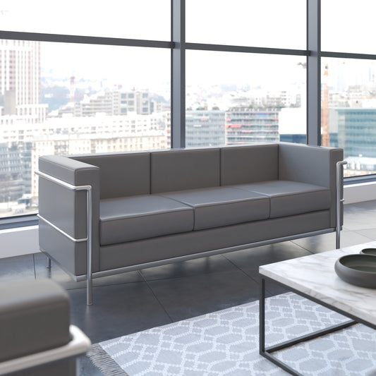 Hercules Regal Series Contemporary Gray LeatherSoft Sofa with Encasing Frame Gray ZB-REGAL-810-3-SOFA-GY-GG