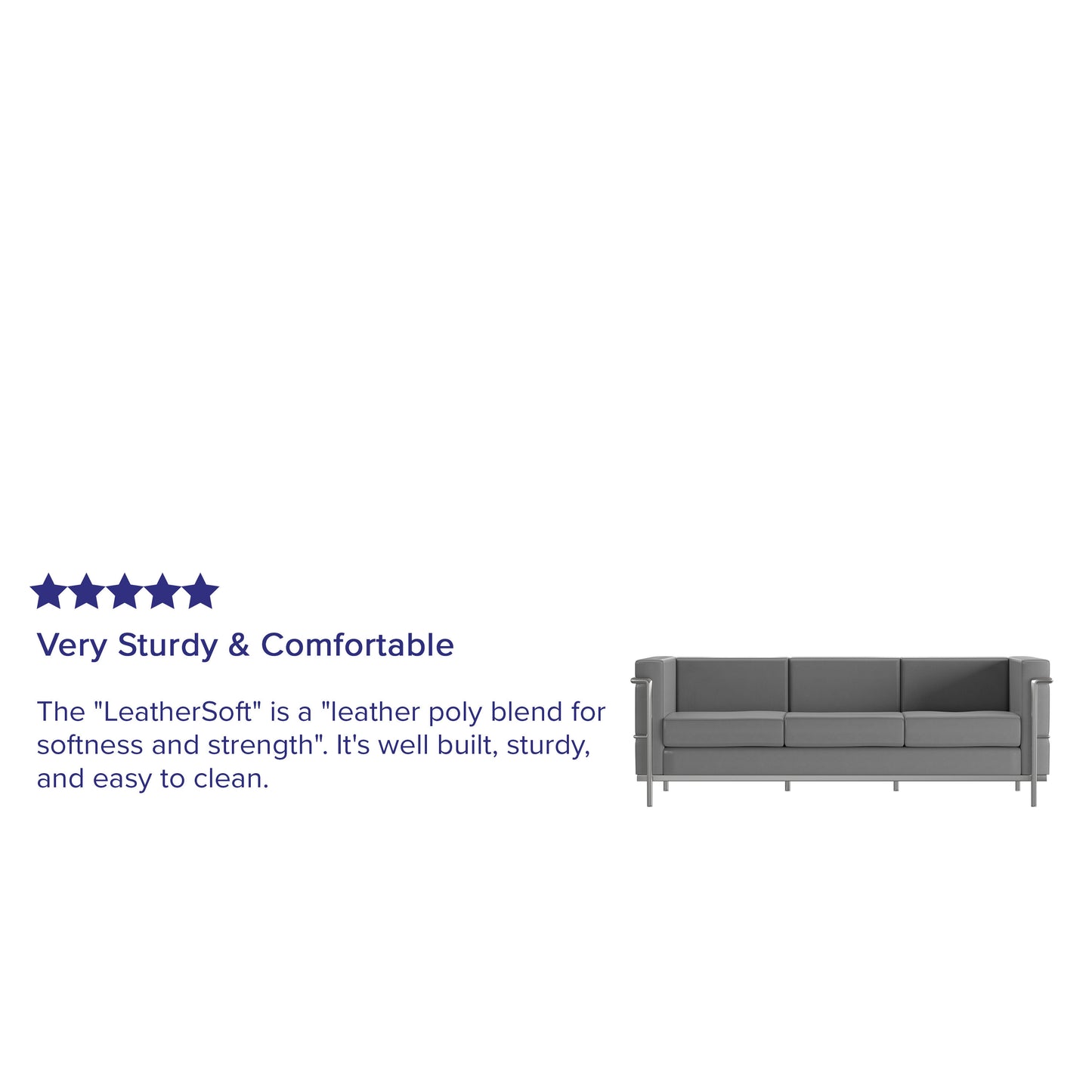 Hercules Regal Series Contemporary Gray LeatherSoft Sofa with Encasing Frame Gray