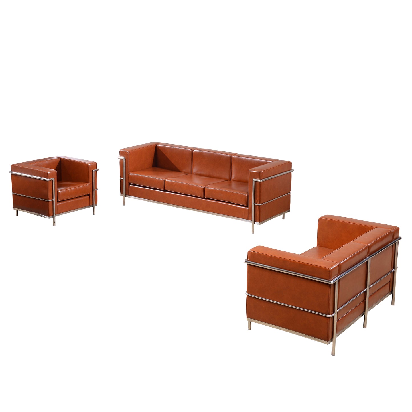 HERCULES Regal Series Reception Set in Cognac LeatherSoft Cognac