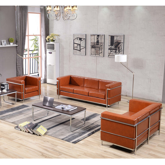 HERCULES Regal Series Reception Set in Cognac LeatherSoft Cognac
