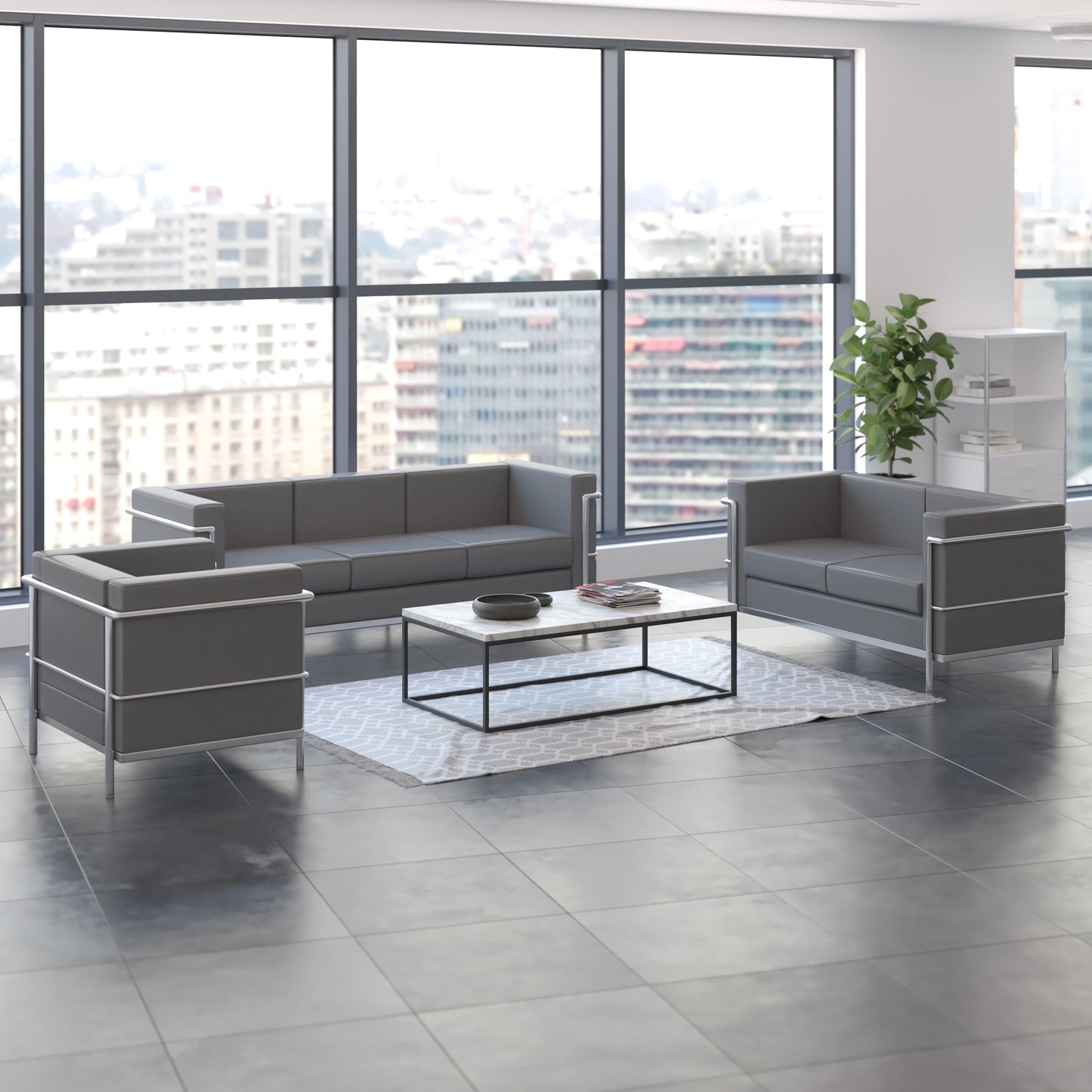 HERCULES Regal Series Reception Set in Gray LeatherSoft Gray