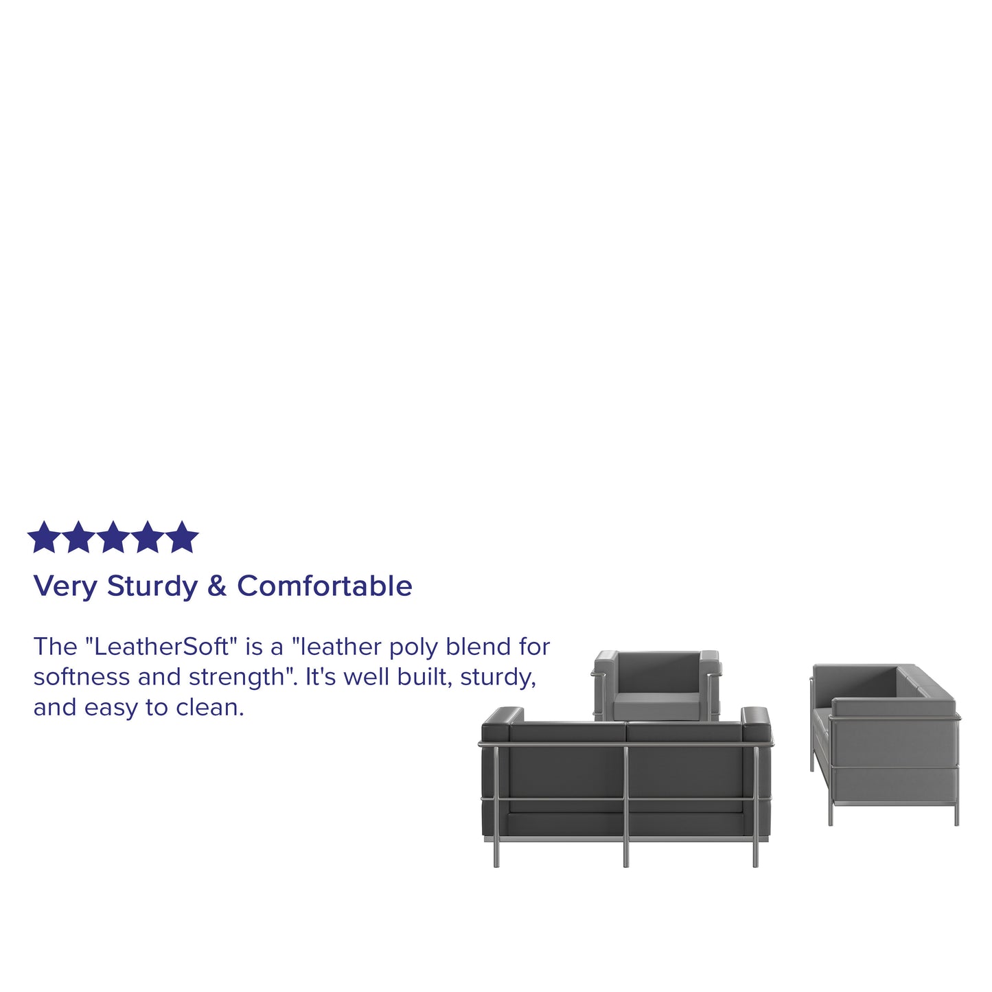 HERCULES Regal Series Reception Set in Gray LeatherSoft Gray