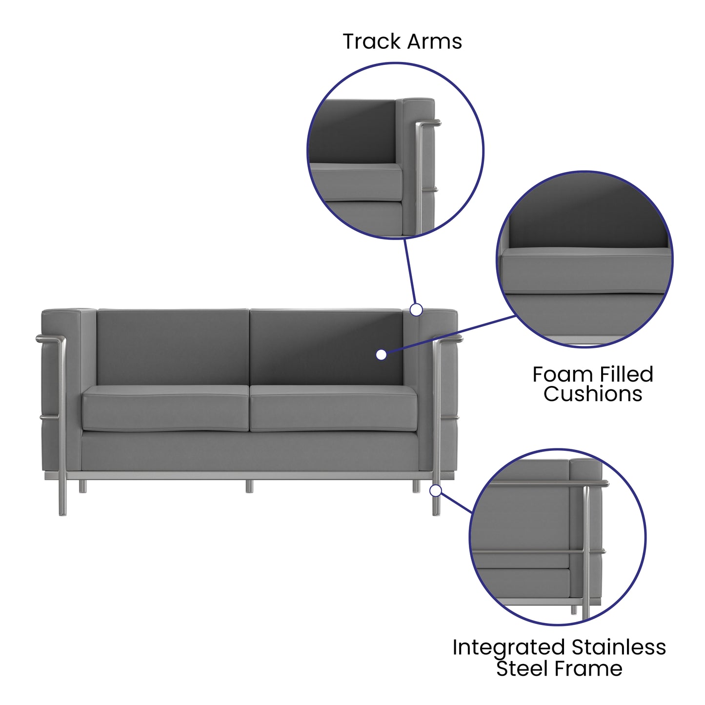 HERCULES Regal Series Reception Set in Gray LeatherSoft Gray