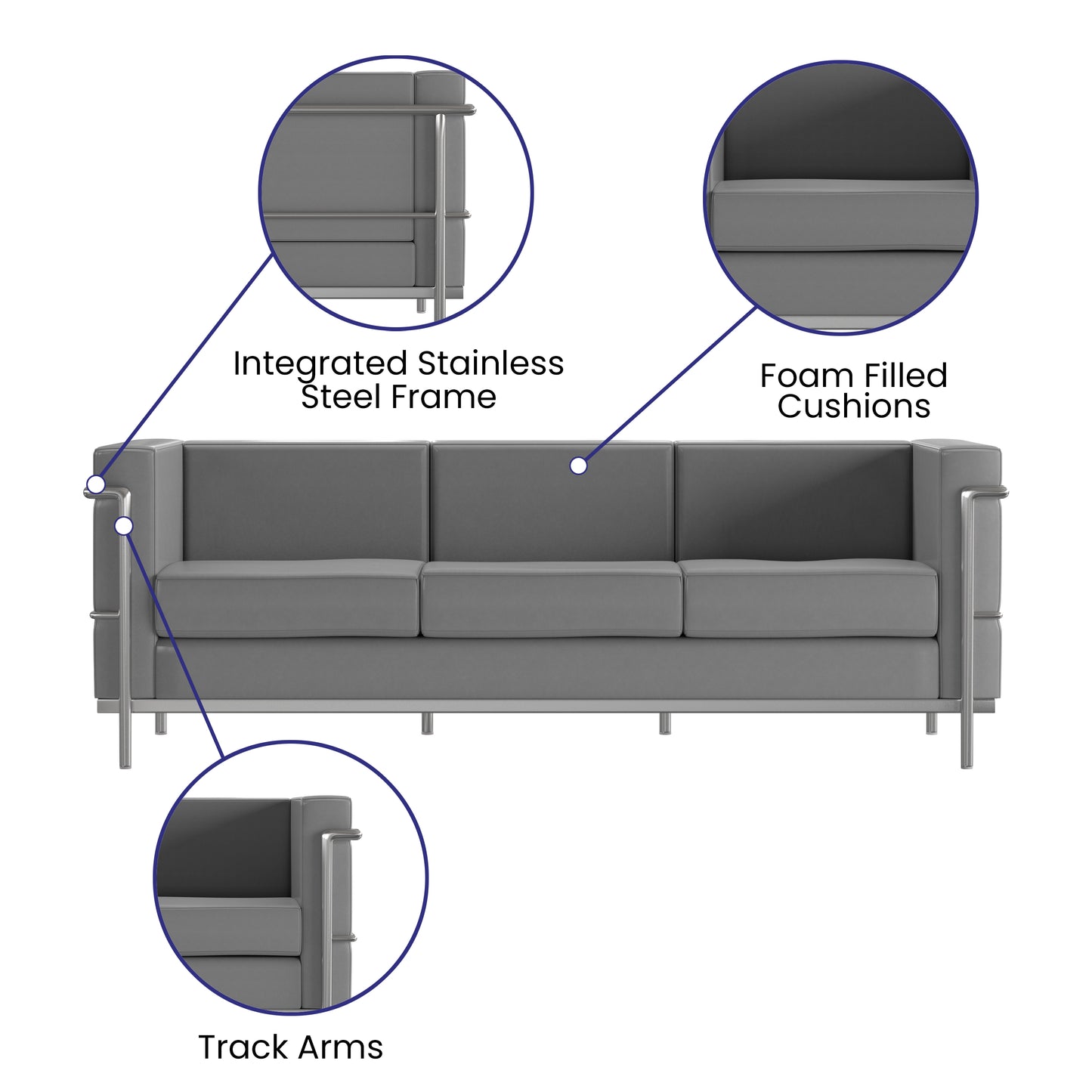 HERCULES Regal Series Reception Set in Gray LeatherSoft Gray