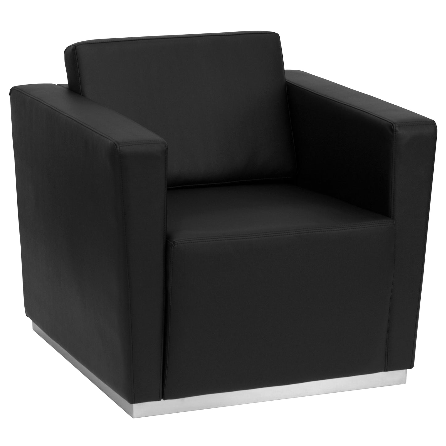 HERCULES Trinity Series Contemporary Black LeatherSoft Chair with Stainless Steel Base Black
