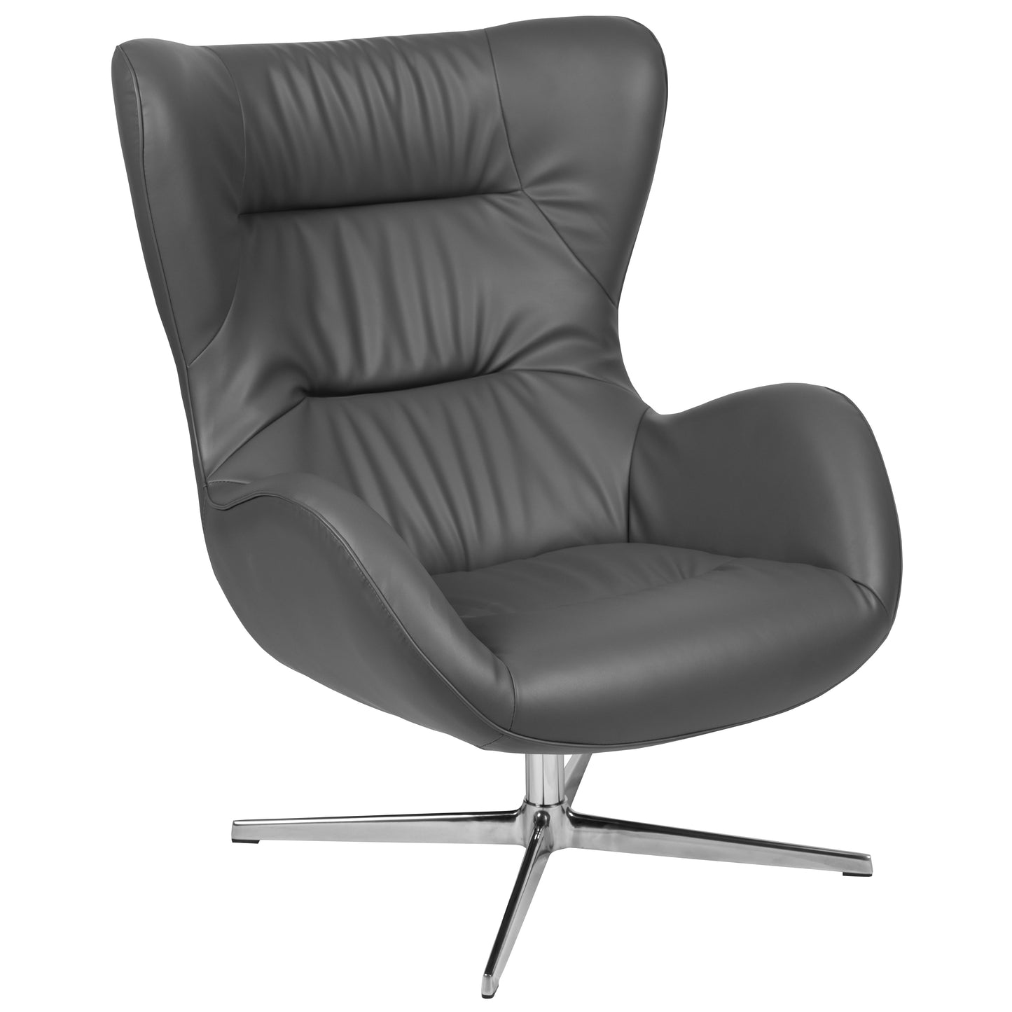 Rally Gray LeatherSoft Swivel Wing Chair Gray LeatherSoft