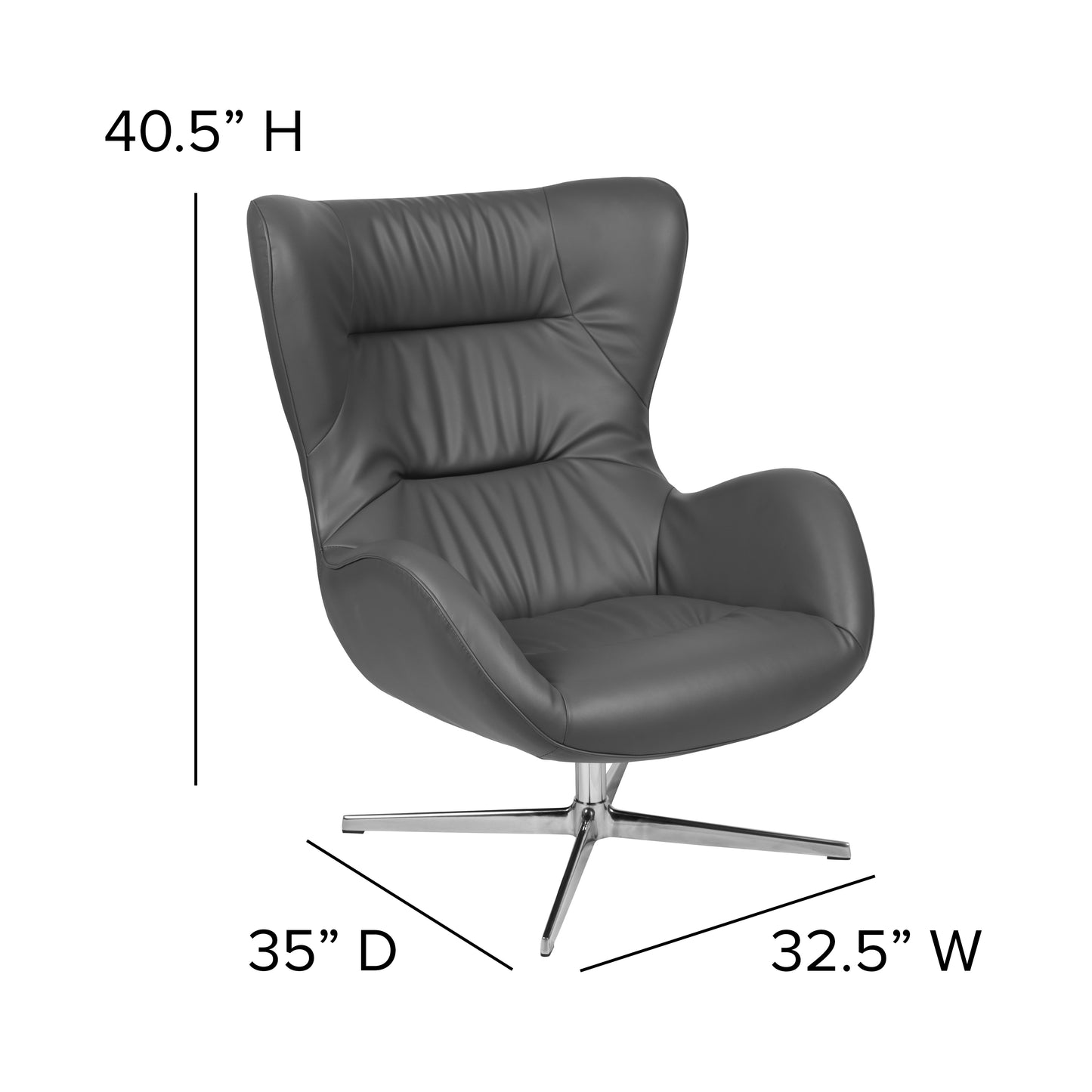 Rally Gray LeatherSoft Swivel Wing Chair Gray LeatherSoft