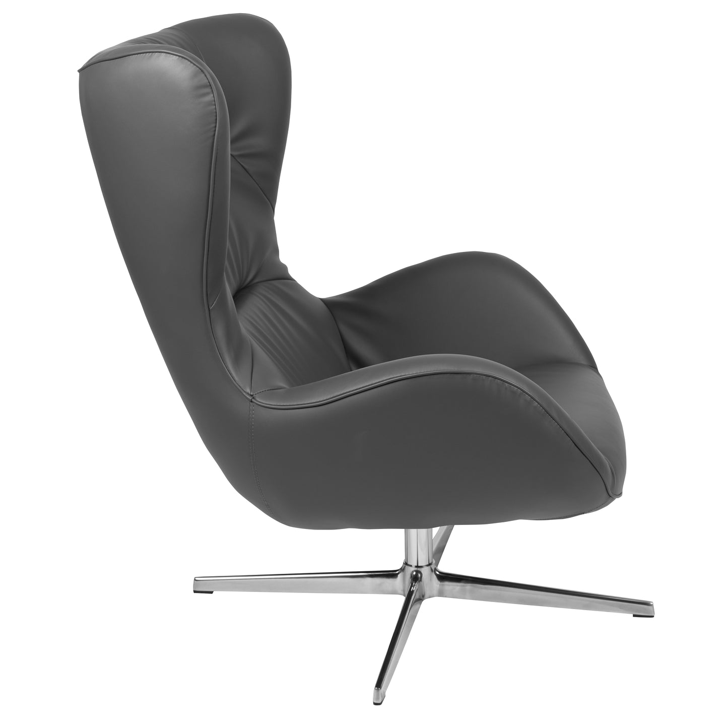 Rally Gray LeatherSoft Swivel Wing Chair Gray LeatherSoft