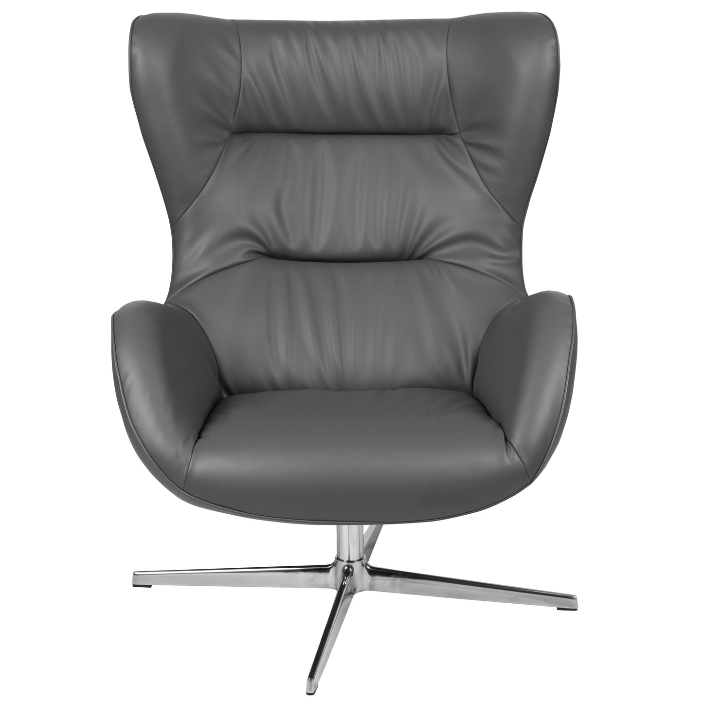 Rally Gray LeatherSoft Swivel Wing Chair Gray LeatherSoft