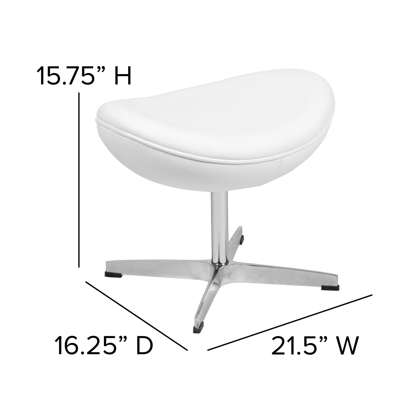 Rally White LeatherSoft Saddle Wing Ottoman White LeatherSoft