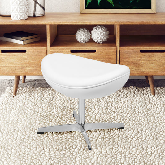 Rally White LeatherSoft Saddle Wing Ottoman White LeatherSoft