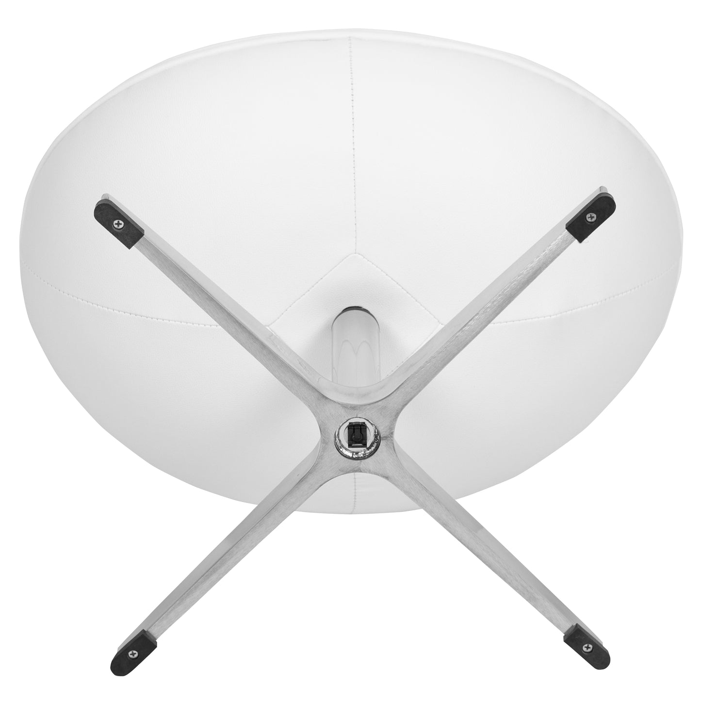 Rally White LeatherSoft Saddle Wing Ottoman White LeatherSoft