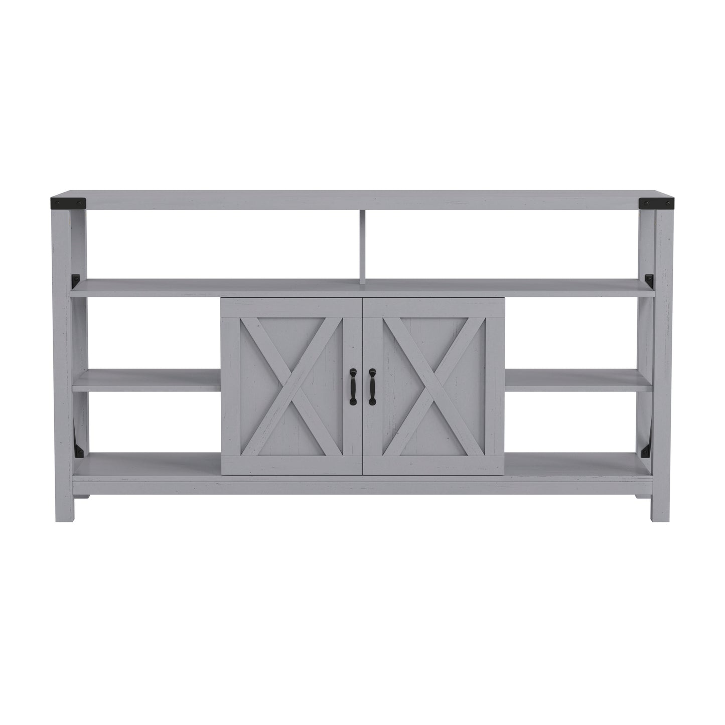 Wyatt 60" Modern Farmhouse Tall TV Console Cabinet with Storage Cabinets and Shelves for TV's up to 60", Coastal Gray Coastal Gray
