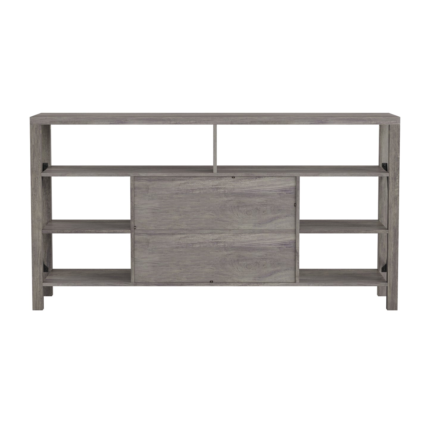 Wyatt 60" Modern Farmhouse Tall TV Console Cabinet with Storage Cabinets and Shelves for TV's up to 60", Gray Wash Gray Wash