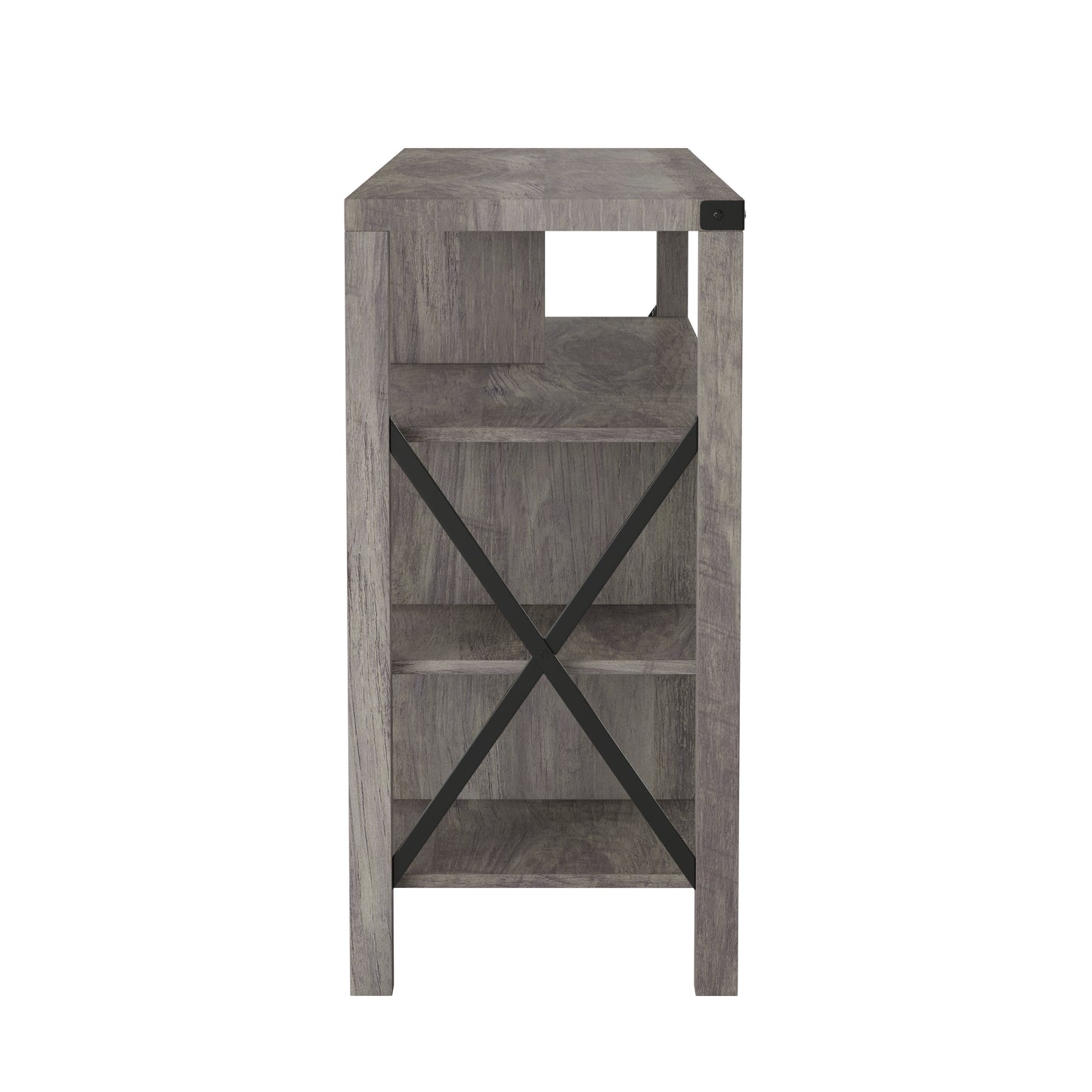 Wyatt 60" Modern Farmhouse Tall TV Console Cabinet with Storage Cabinets and Shelves for TV's up to 60", Gray Wash Gray Wash