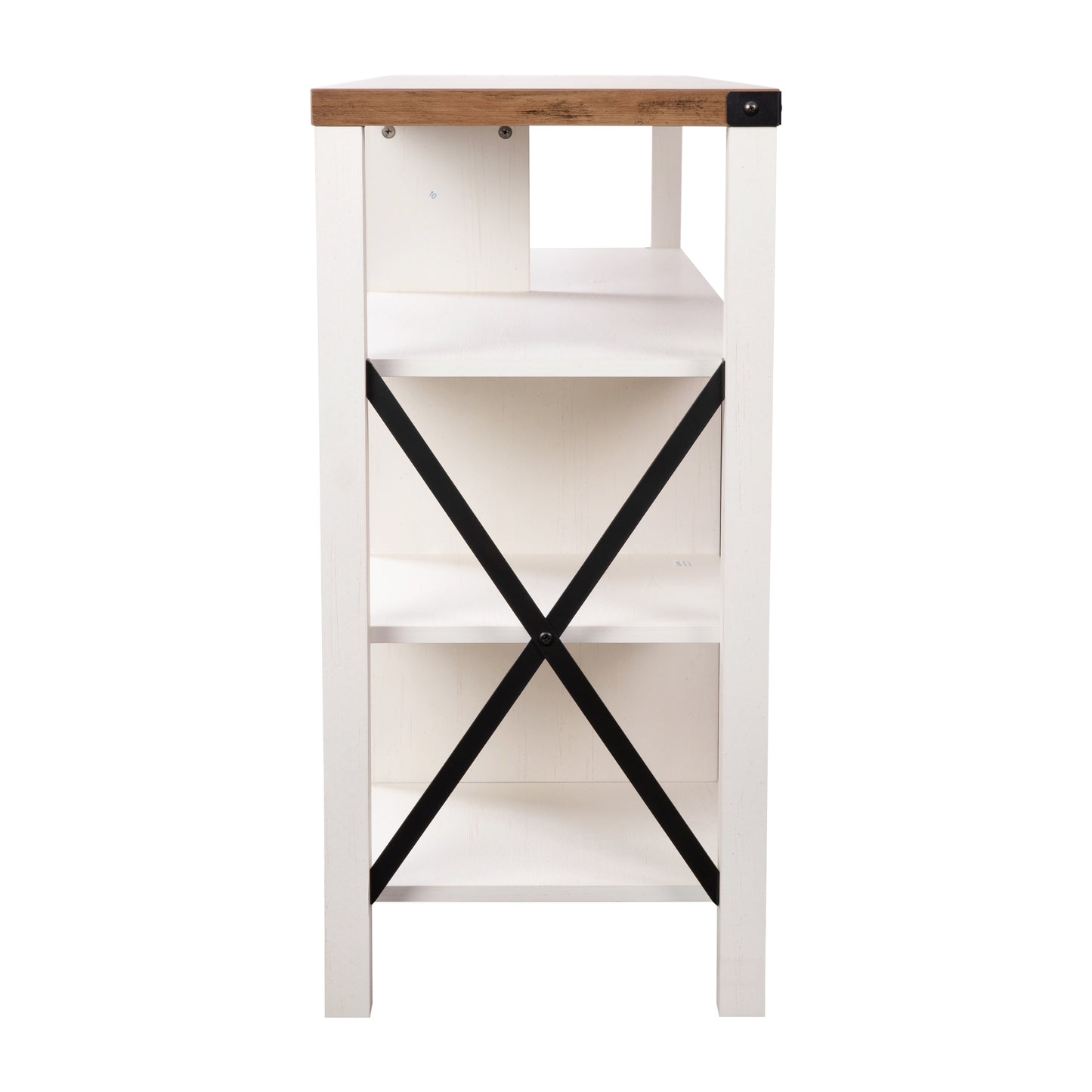 Wyatt 60" Modern Farmhouse Tall TV Stand with Storage Cabinets and Shelves for TV's up to 60", White/Rustic Oak White