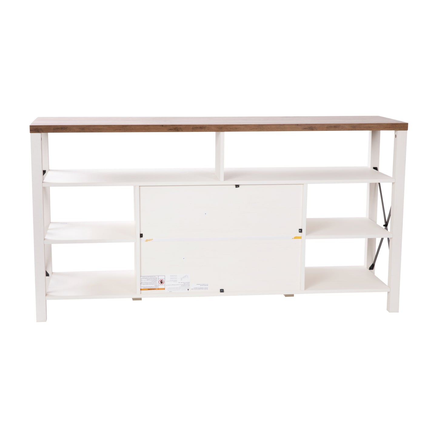 Wyatt 60" Modern Farmhouse Tall TV Stand with Storage Cabinets and Shelves for TV's up to 60", White/Rustic Oak White