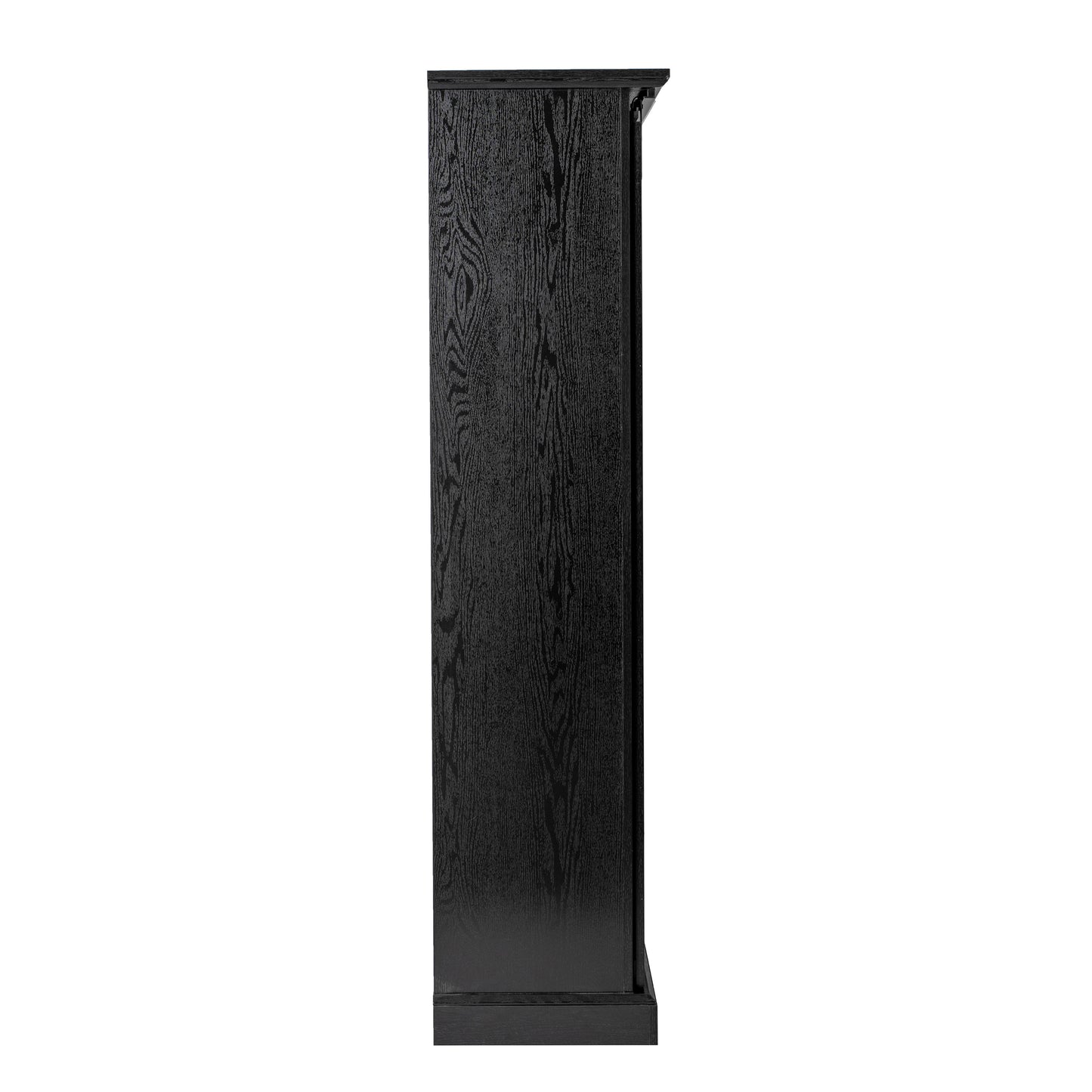 Harrison 36" Wide Rustic Farmhouse Storage Cabinet Bookcase with Sliding Barn Door and 4 Adjustable and 2 Fixed Shelves in Black Black