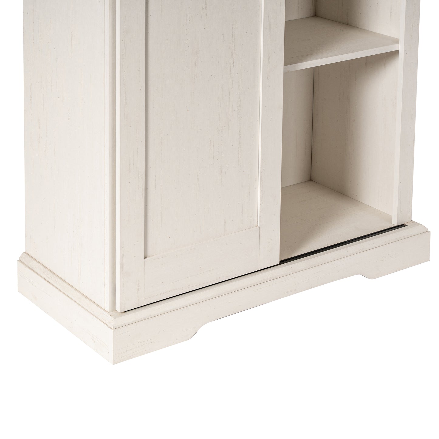 Harrison 36" Wide Rustic Farmhouse Storage Cabinet Bookcase with Sliding Barn Door and 4 Adjustable and 2 Fixed Shelves in White White