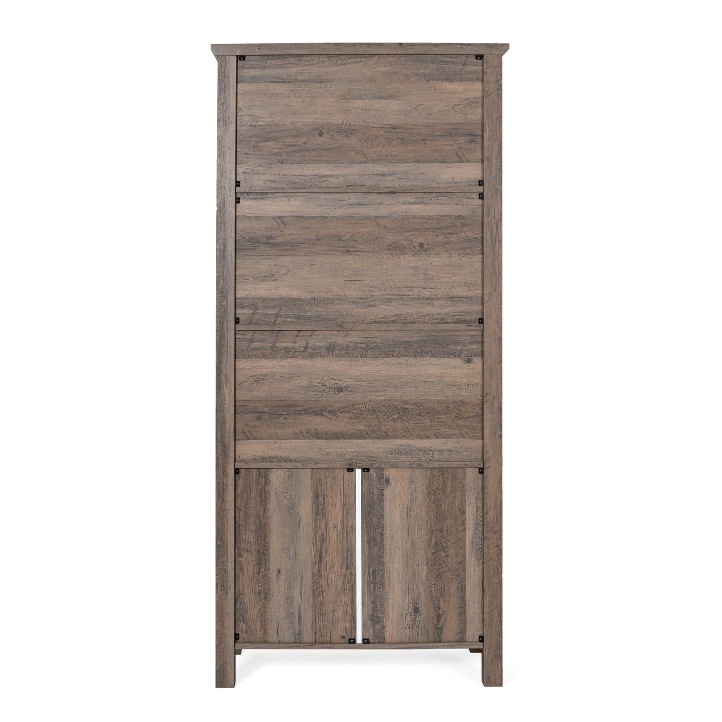 Stella Modern Farmhouse Wooden Bookcase and Storage Cabinet with Tempered Glass Doors and 3 Upper Shelves in Gray Wash Gray Wash