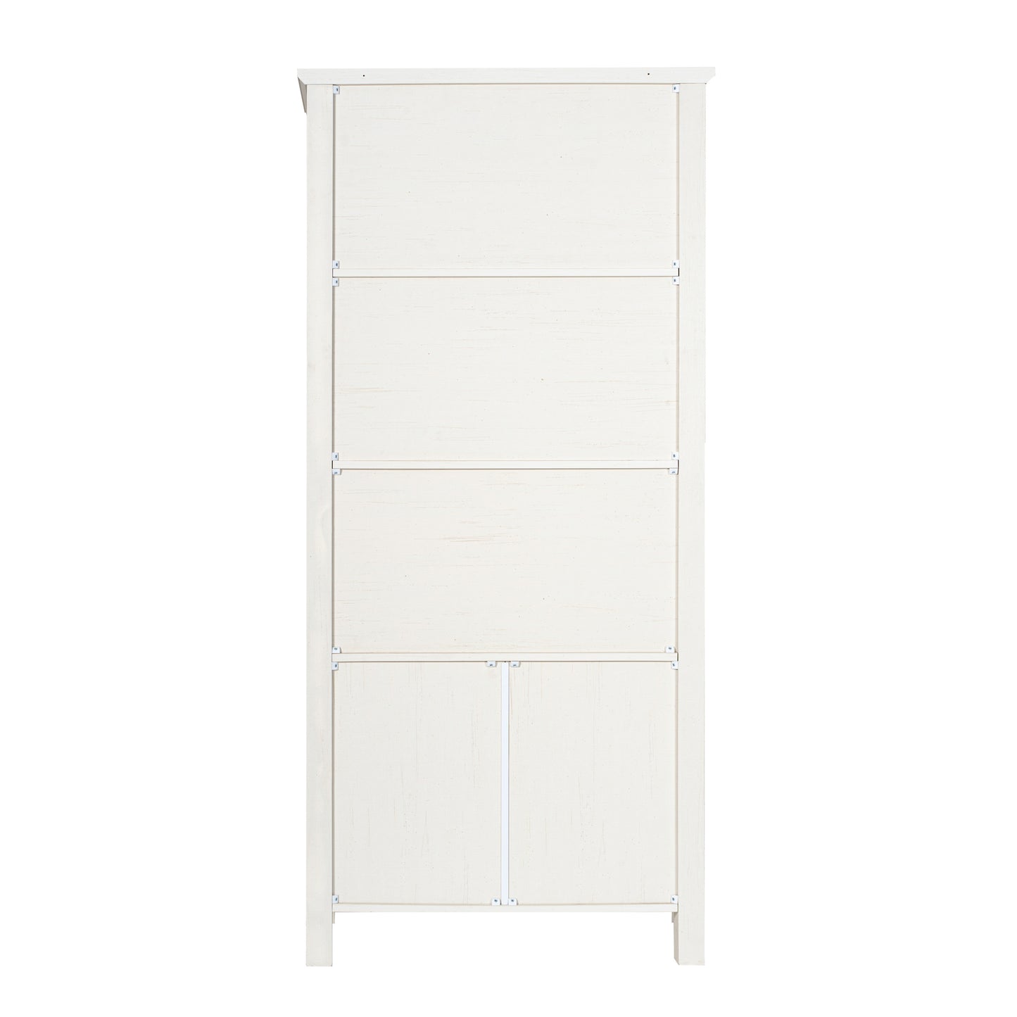 Stella Modern Farmhouse Wooden Bookcase and Storage Cabinet with Tempered Glass Doors and 3 Upper Shelves in White White