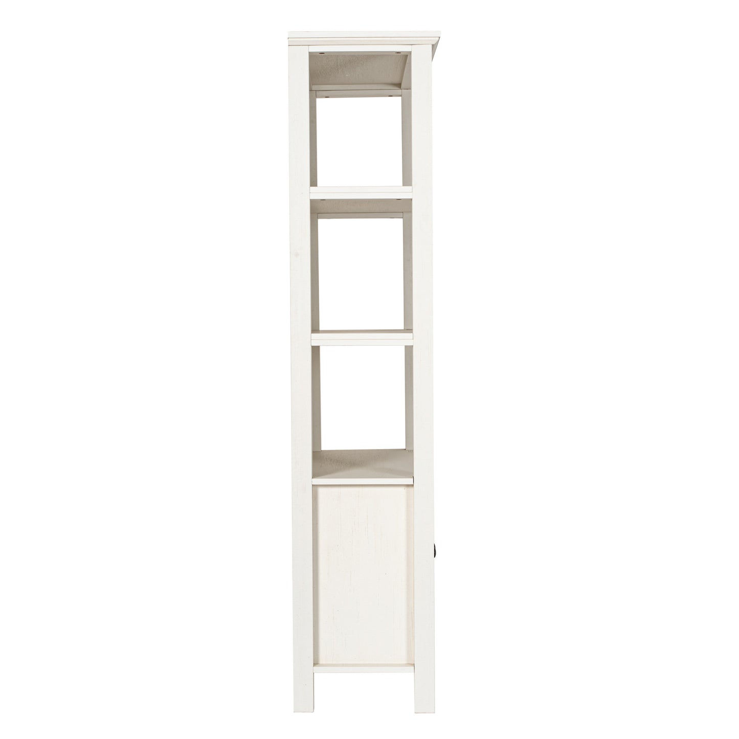 Stella Modern Farmhouse Wooden Bookcase and Storage Cabinet with Tempered Glass Doors and 3 Upper Shelves in White White