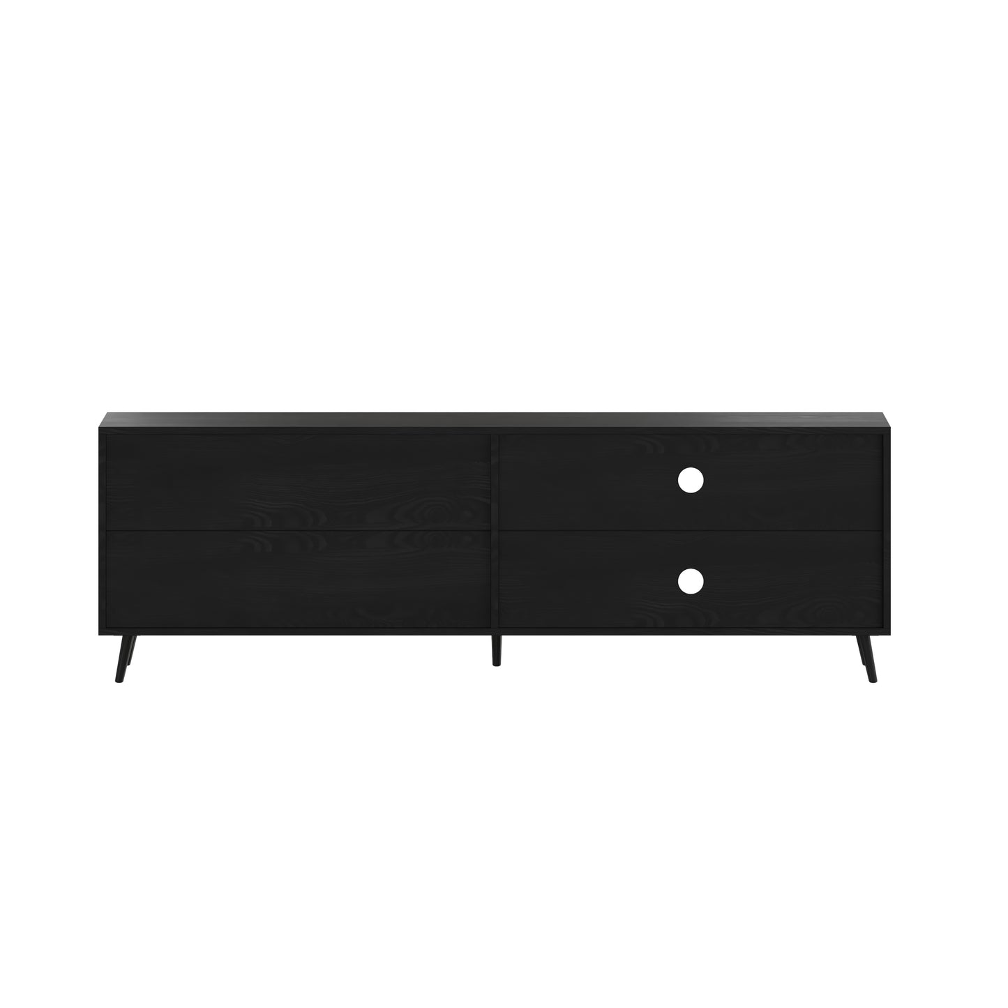 Nelson 65" Mid Century Modern TV Stand for up to 60" TV's with Adjustable Shelf and Storage Drawers, Black Black