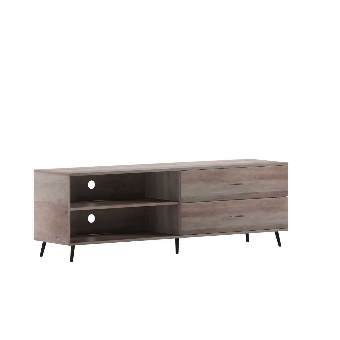 Nelson 65" Mid Century Modern TV Stand for up to 60" TV's with Adjustable Shelf and Storage Drawers, Walnut Walnut