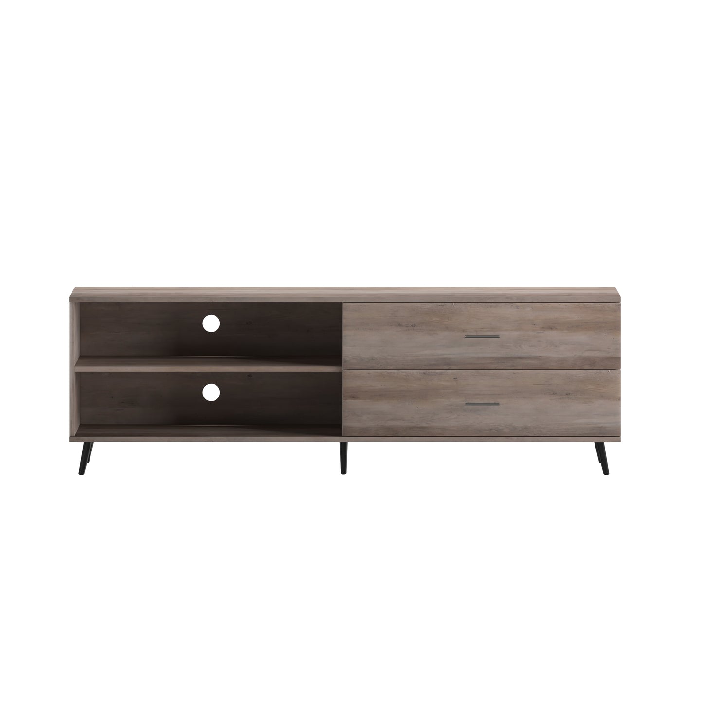 Nelson 65" Mid Century Modern TV Stand for up to 60" TV's with Adjustable Shelf and Storage Drawers, Walnut Walnut