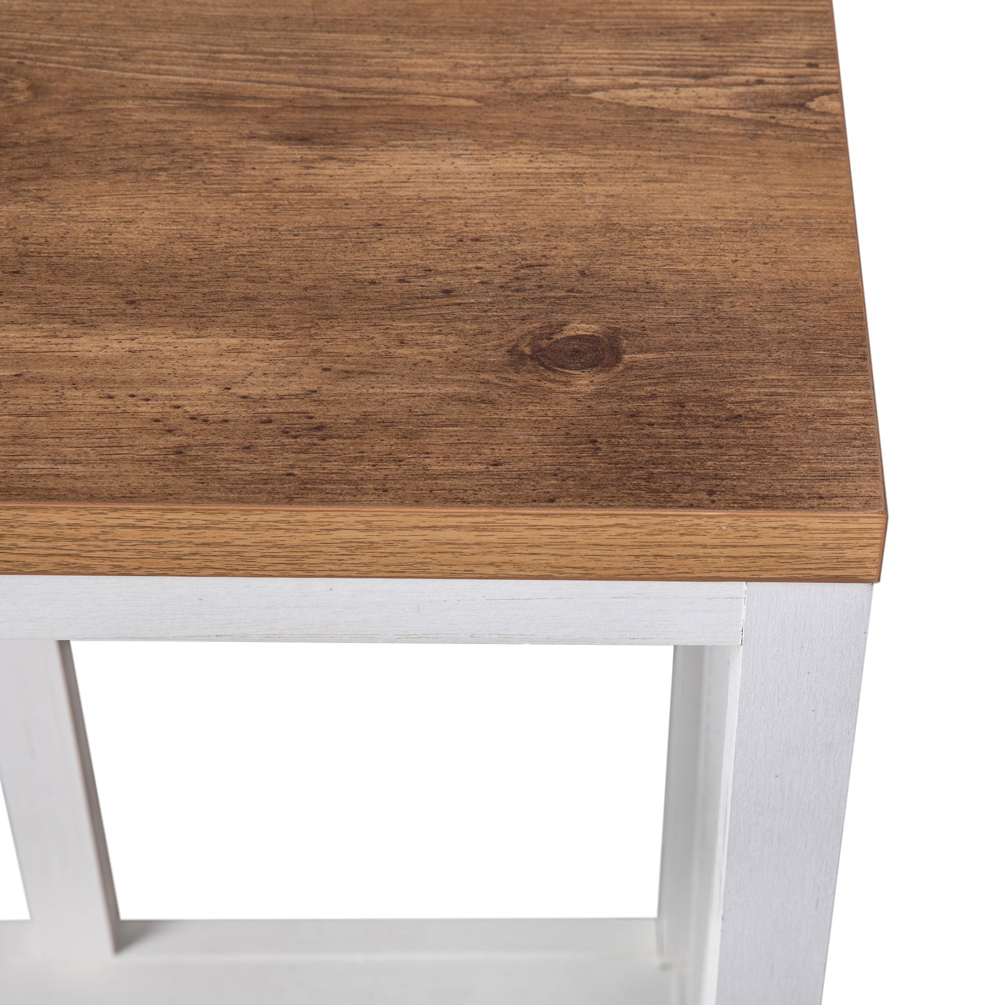 Charlotte Farmhouse 2-Tier Console Accent Table - Brushed White Finish Engineered Wood Frame - Warm Oak Finish Tabletop - For Entryway or Living Room Warm Oak Top/White Frame