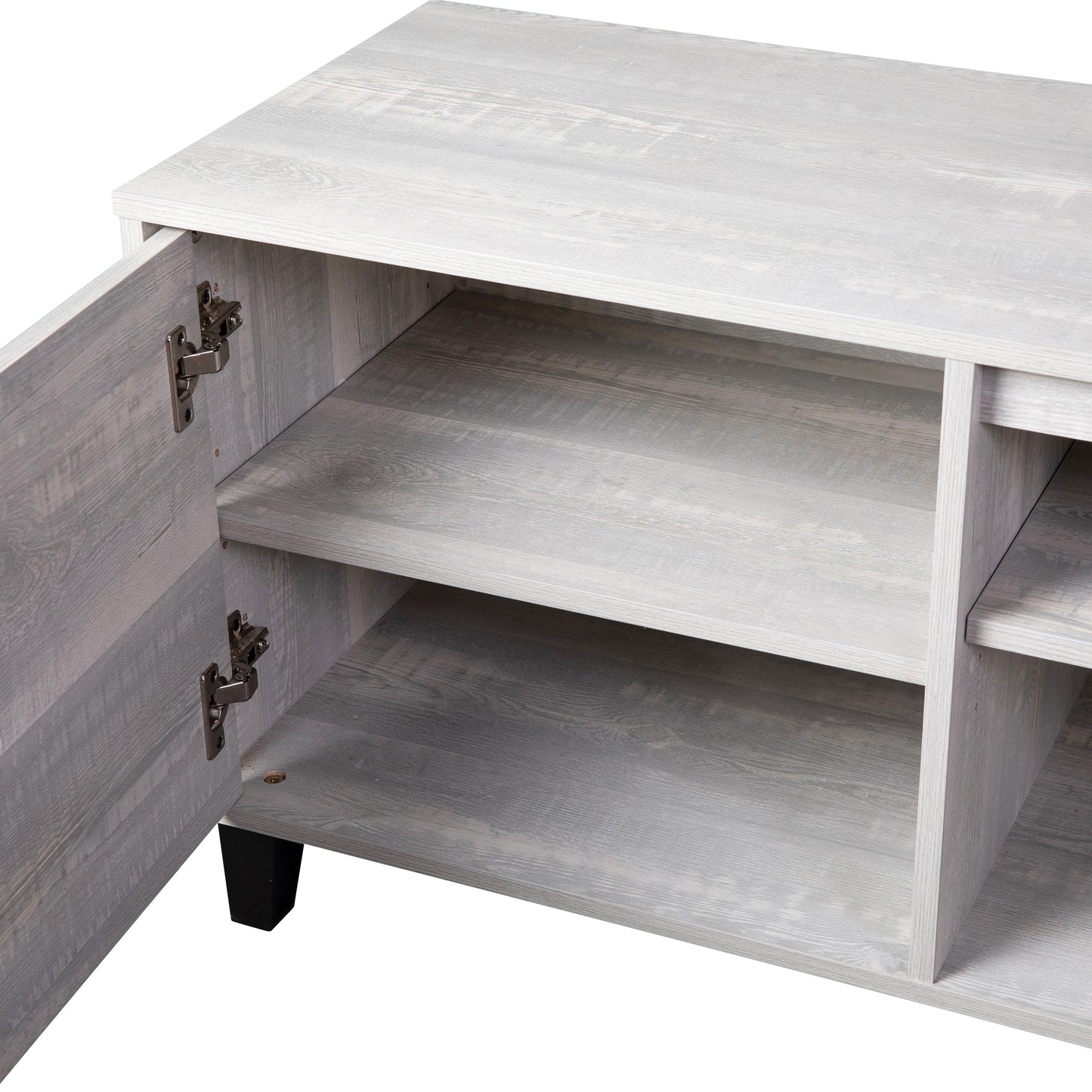 Nelson 70" Mid Century Modern TV Stand for up to 60" TV's with Adjustable Shelves and Dual Storage Compartments, Gray Gray