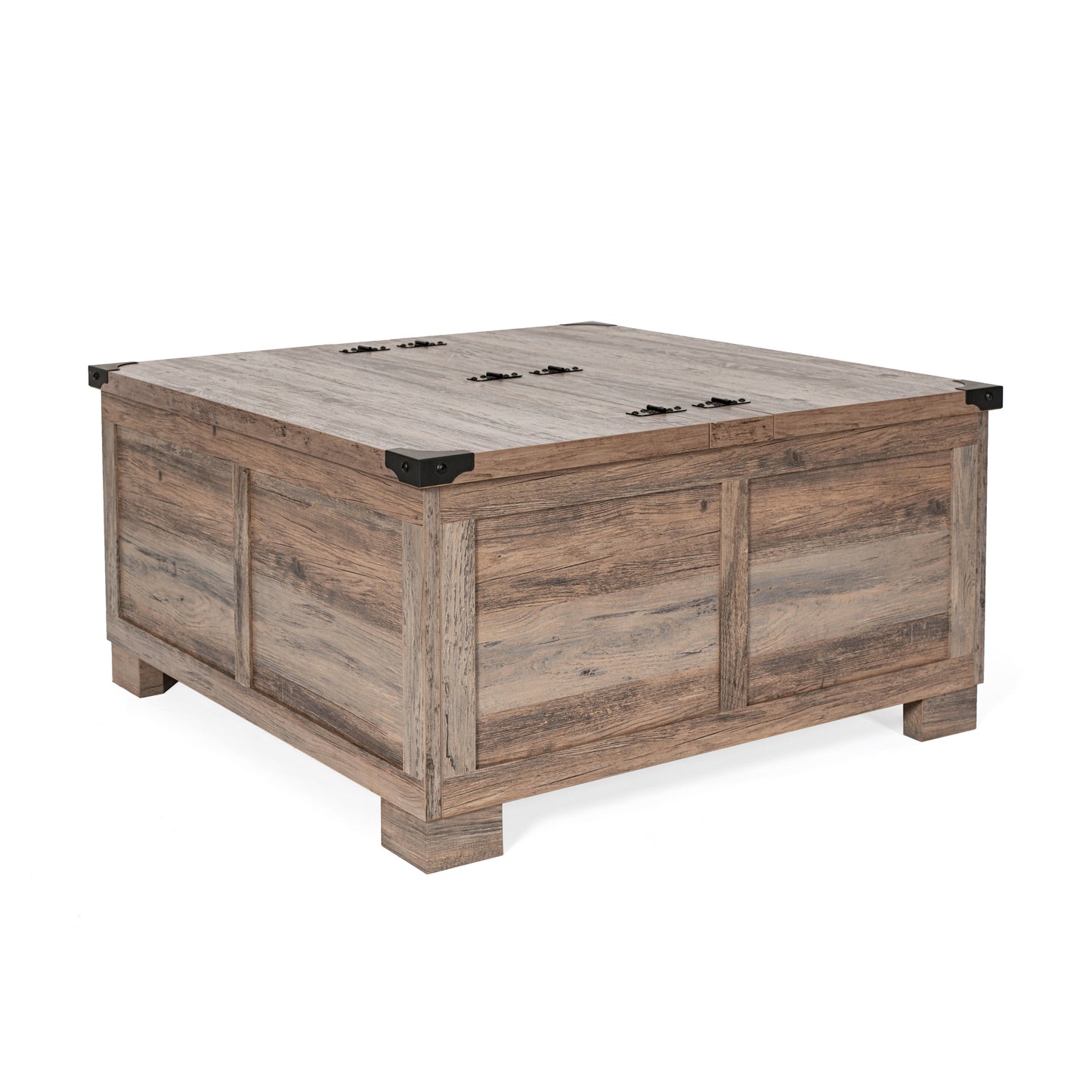 Wyatt 35.75" Farmhouse Storage Coffee Table with Hinged Lift Top, Large Coffee Table with Hidden Storage, Gray Wash Gray Wash