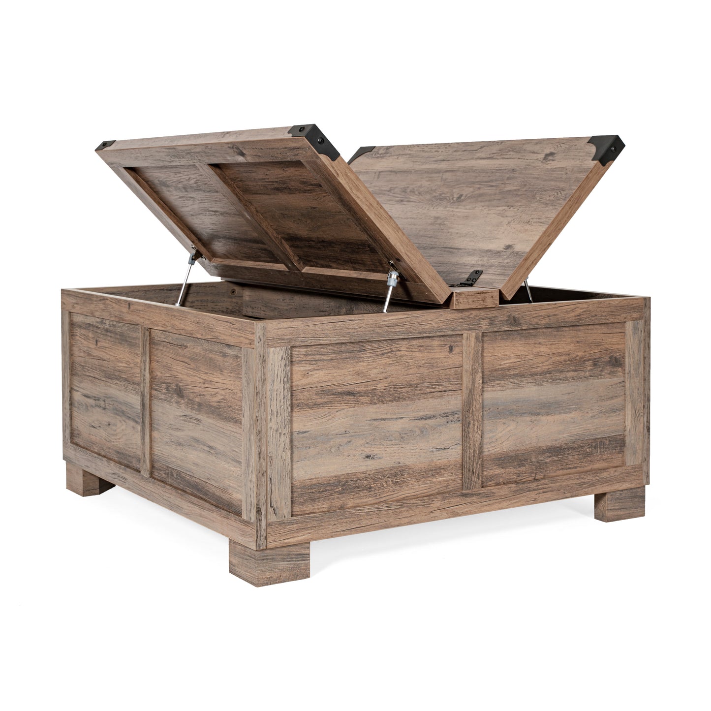 Wyatt 35.75" Farmhouse Storage Coffee Table with Hinged Lift Top, Large Coffee Table with Hidden Storage, Gray Wash Gray Wash